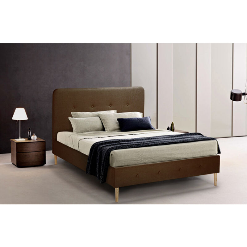 Letto Matrimoniale Nordico tessuto e legno 160x190 Friborg King