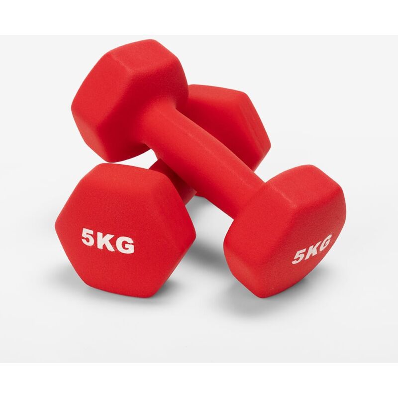 Coppia 2 x 5kg manubri pesetti palestra e fitness in vinile Megara