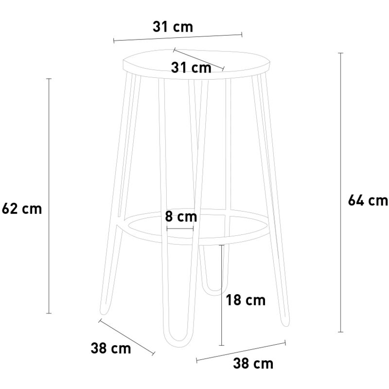 Sgabello alto design industriale in metallo legno per bar