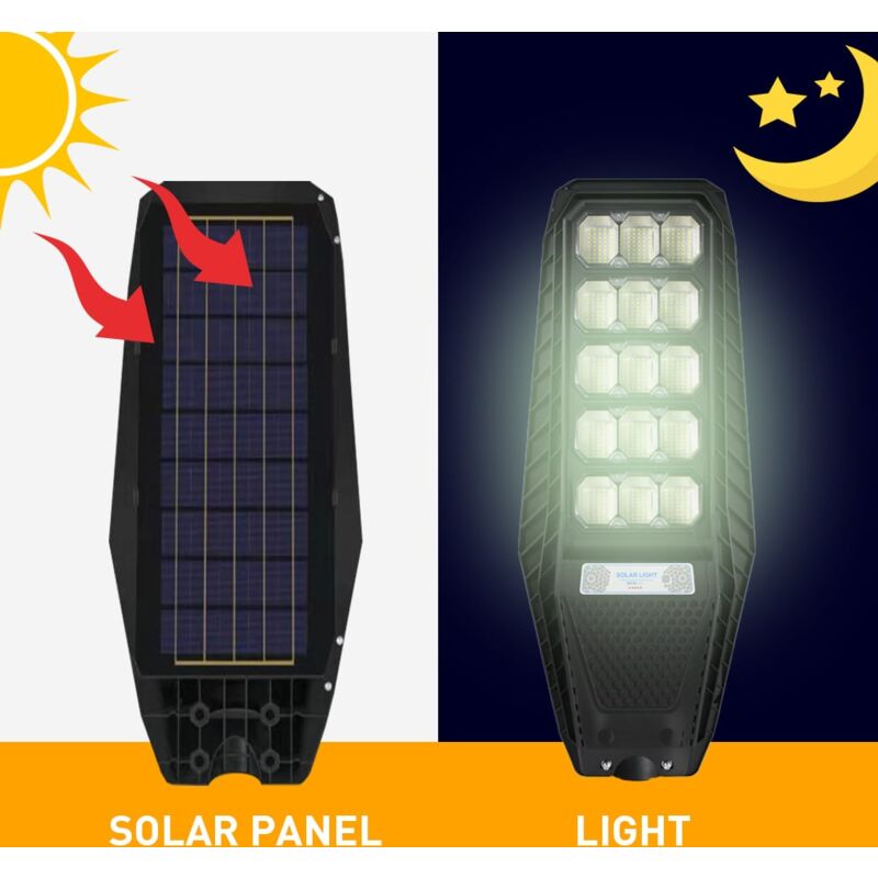 Lampione stradale a LED con telecomando SOLAR modello Lampione stradale  Nero INTERLUSA