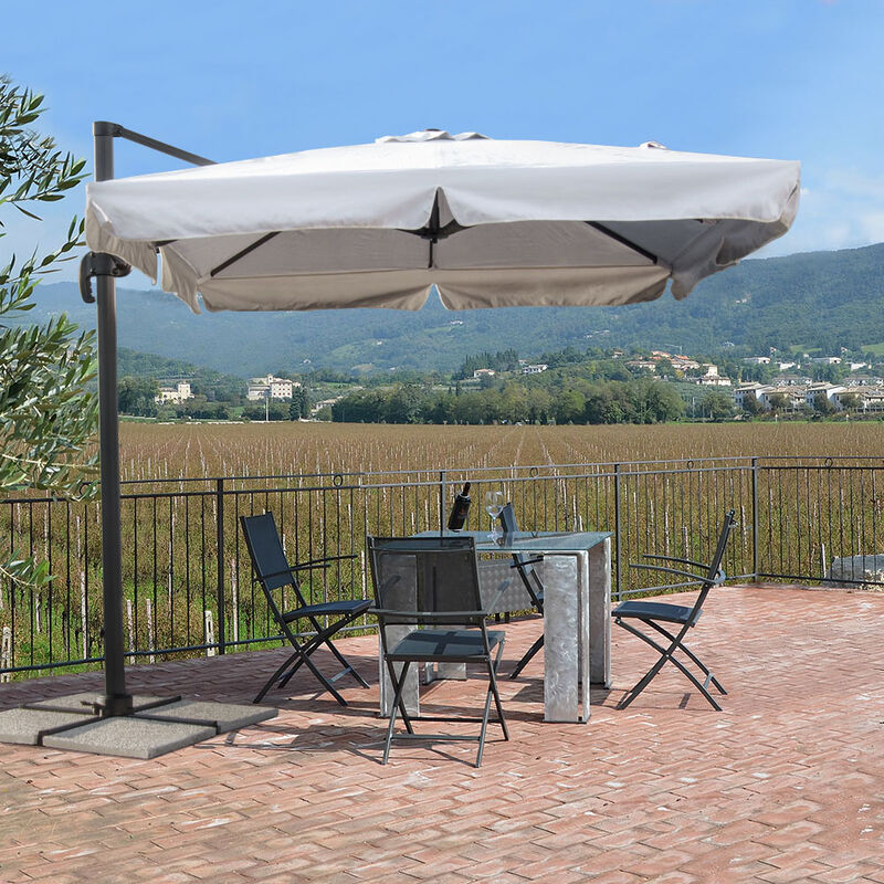 doppio strato ovale protezione solare UV50+ da giardino color crema LZQ Ombrellone parasole doppio in alluminio con manovella da terrazza