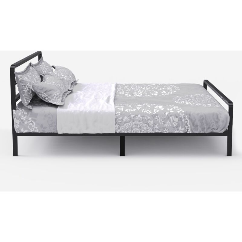 Letto matrimoniale 2 piazze metallo rete doghe 160x200 Skjern nero