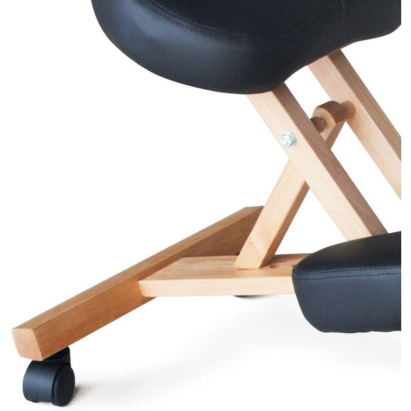 Sedia legno ortopedica sgabello svedese ufficio ergonomica schiena  Balancewood Colore: Nero