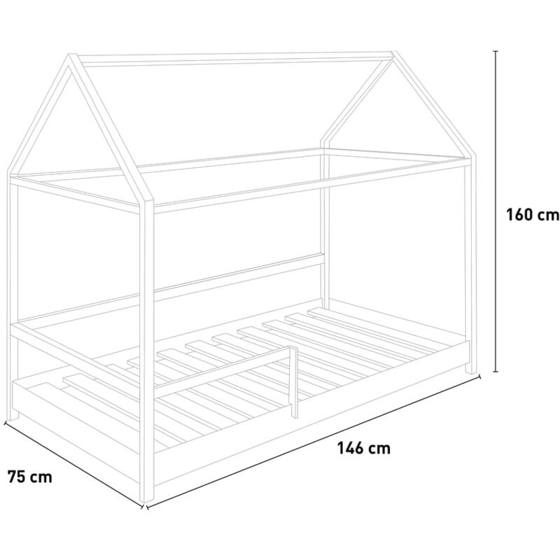 Lettino Montessori a Casetta 70x140 cm Legno Childhome – Decochic