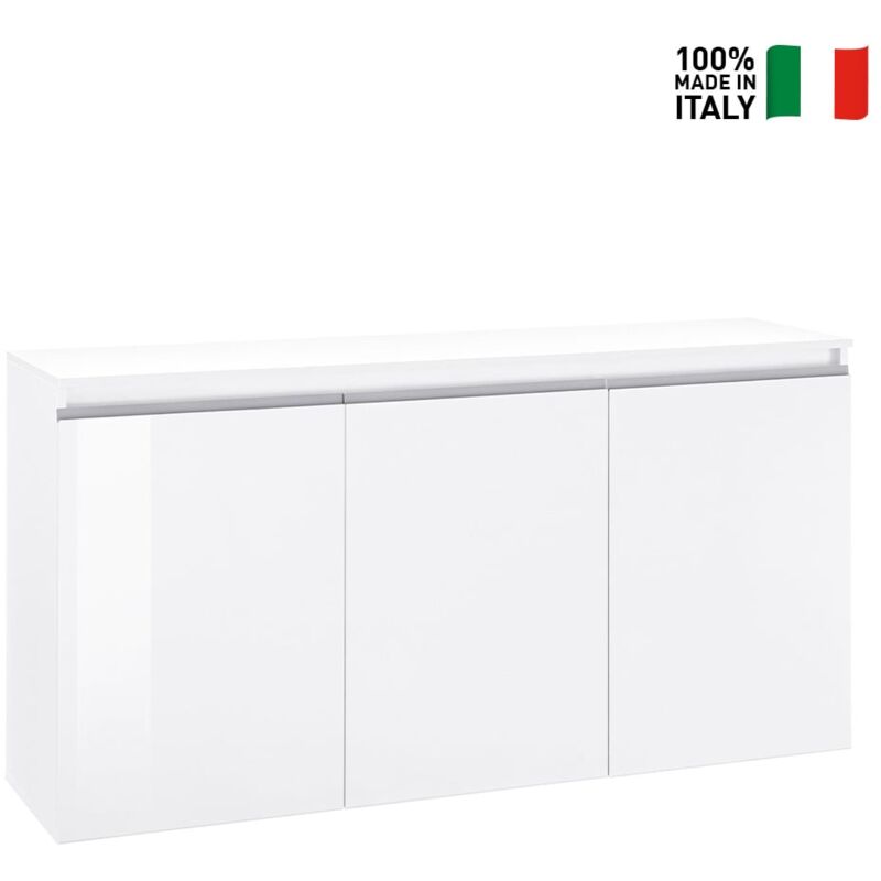 Credenza soggiorno ingresso 2 ante 3 vani aperti bianco Ping Kommode