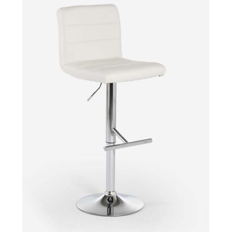 Sgabello Da Lavoro Laflin CLP – Sedile Imbottito Similpelle, Rotelle, Regolabile In Altezza E Girevole 360°, Bianco, Portata 130 Kg