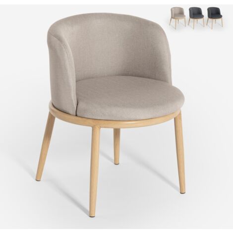 Sedia in tessuto imbottita cucina poltroncina soggiorno salotto Lizak - Beige