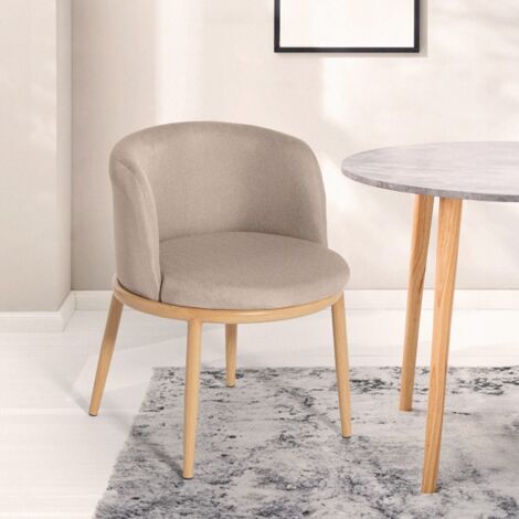 Sedia in tessuto imbottita cucina poltroncina soggiorno salotto Lizak - Beige
