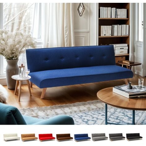 Divano letto in tessuto 2 posti per salotto e soggiorno design Larimar - Blu
