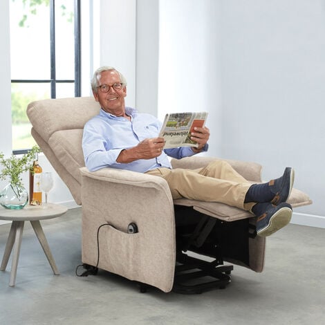 Poltrona Relax Elettrica con Sistema Alzapersona e Ruote Per Anziani Giorgia  Colore: Beige