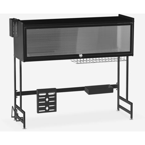 simplywire - Scolapiatti - Griglia scolapiatti antiruggine – Nero con cestello portaposate nero