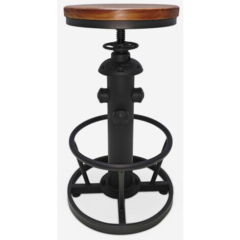 Sgabello Bar Alto Yaheetech - Altezza Regolabile 54,5-71,5 Cm, Imbottito In Similpelle, Stile Industriale