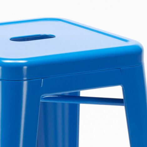 sgabello industrial acciaio metallo per bar cucina h76cm steel up - Blu