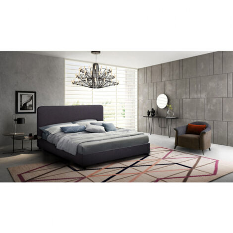 Letto matrimoniale 2 piazze in tessuto con rete 160x190 Zurich King - Grigio