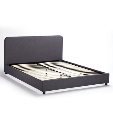 Letto matrimoniale 2 piazze in tessuto con rete 160x190 Zurich King - Grigio