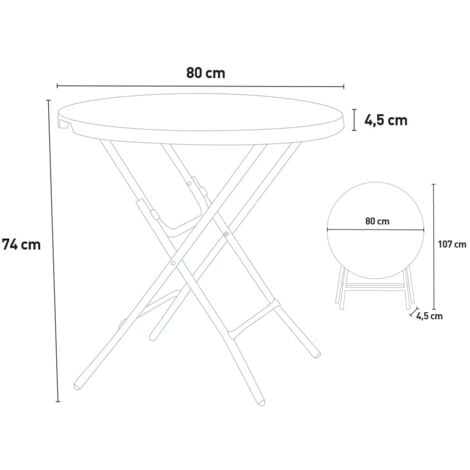 Arthur 120 Tavolo pieghevole 122cm da giardino e campeggio rotondo