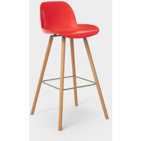 Sgabello moderno alto design scandinavo per bar e cucina Eiffel Burj 75  Colore: Rosso