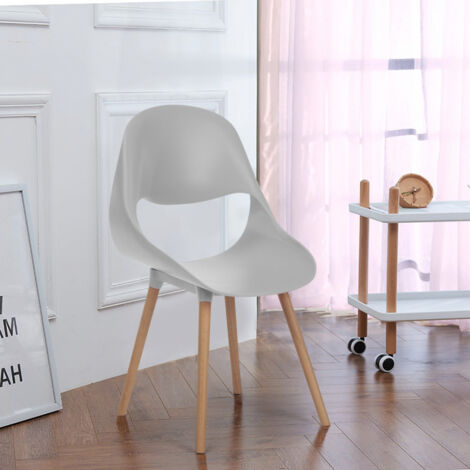 Sedie Cucina Bar Polipropilene Legno Design Scandinavo Conchiglia Shell - Grigio