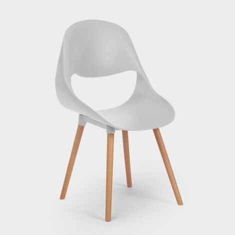 Sedie Cucina Bar Polipropilene Legno Design Scandinavo Conchiglia Shell - Grigio