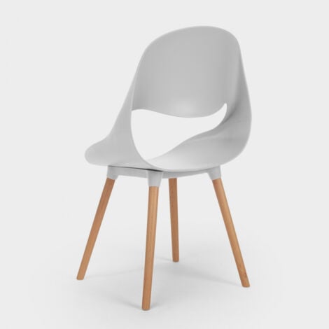 Sedie Cucina Bar Polipropilene Legno Design Scandinavo Conchiglia Shell - Grigio