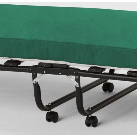 Brandina letto pieghevole ruote e doghe con materasso 80x180 cm Ares  Colore: Verde