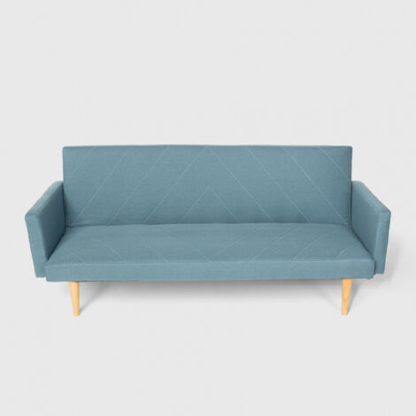 Divano letto 3 posti clic clac in tessuto reclinabile design nordico Perla - Blu
