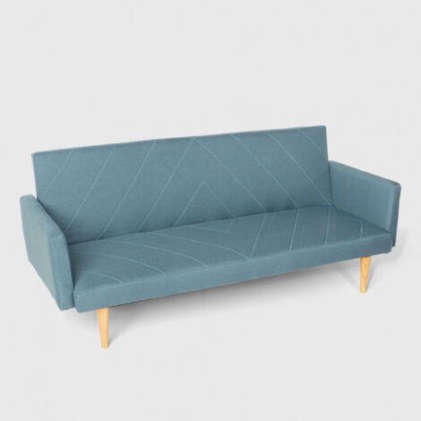 Divano letto 3 posti clic clac in tessuto reclinabile design nordico Perla - Blu