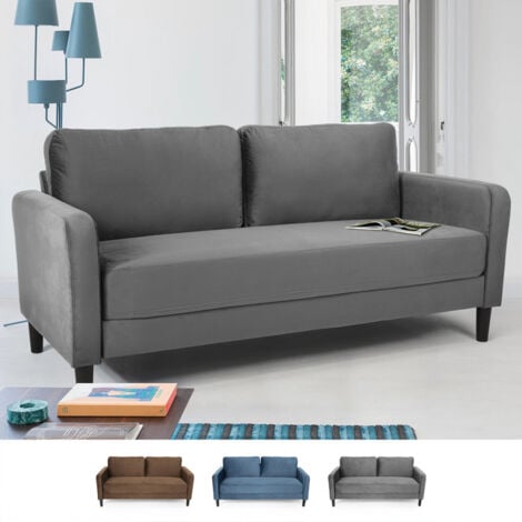 Divano 3 posti design moderno per soggiorno e salotti in tessuto Portland - Grigio