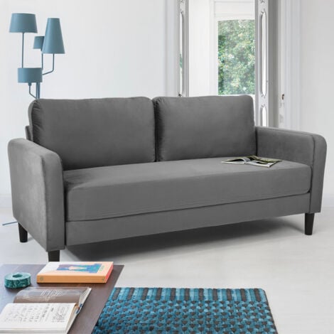 Divano 3 posti design moderno per soggiorno e salotti in tessuto Portland - Grigio