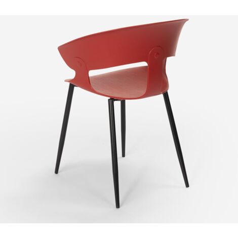 Sedia design moderno in metallo polipropilene per cucina bar ristorante  Evelyn Colore: Rosso