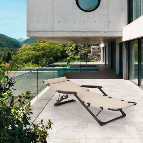 Sedia sdraio per spiaggia e giardino pieghevole multiposizione Emily Lux  Zero Gravity Colore: Beige