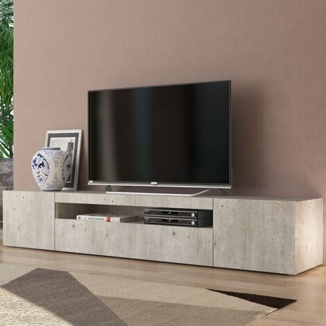 Mobile porta TV design ante cassetto ribalta 200cm Daiquiri Concrete L