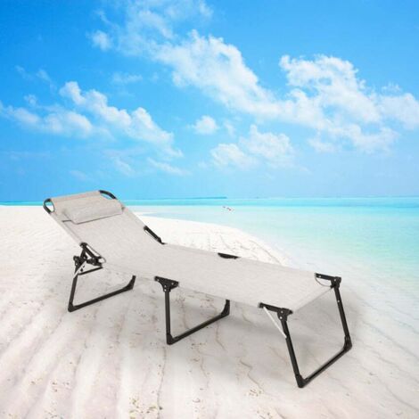Set 2 lettini spiaggia mare giardino pieghevoli in alluminio Mauritius  Colore: Grigio
