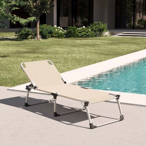 Set 2 lettini spiaggia mare giardino pieghevoli in alluminio Seychelles  Colore: Beige