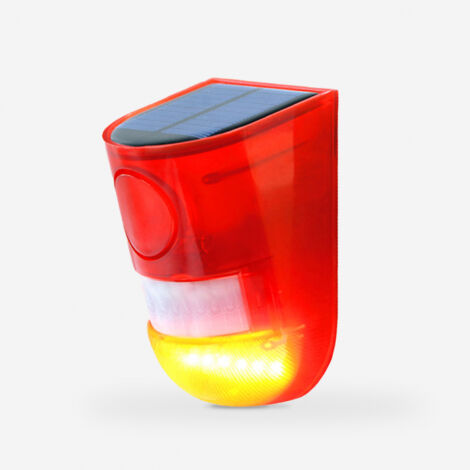 Finto allarme per auto a energia solare, luce lampeggiante con luce LED rossa, sistema di allarme antifurto, luce di sicurezza a LED, simulazione di allarme simulato per furgoni e veicoli con ricarica
