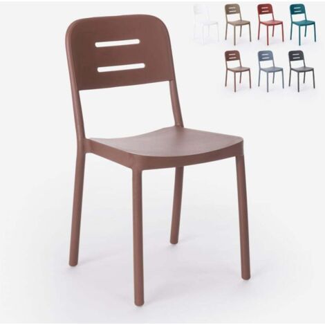 Sedia design in polipropilene moderno per bar cucina ristorante giardino  Mose Colore: Marrone