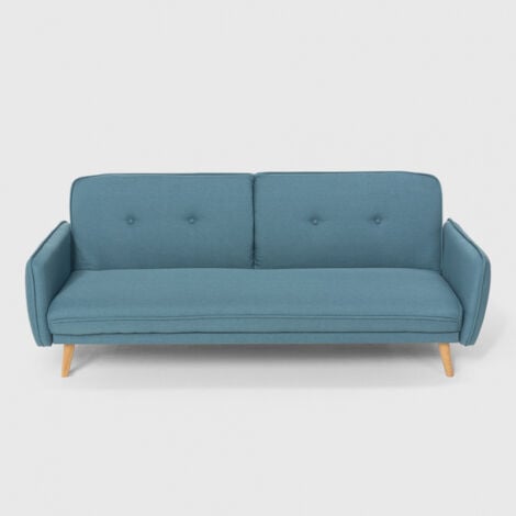 Divano letto clic clac 3 posti reclinabile design nordico in tessuto Merida - Blu