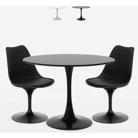 set tavolo rotondo 80cm 2 sedie design Tulipan scandinavo stile moderno  aster Colore: Nero