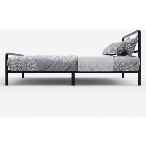 Letto matrimoniale 2 piazze in metallo con rete doghe 160x200 Skjern  Colore: Nero