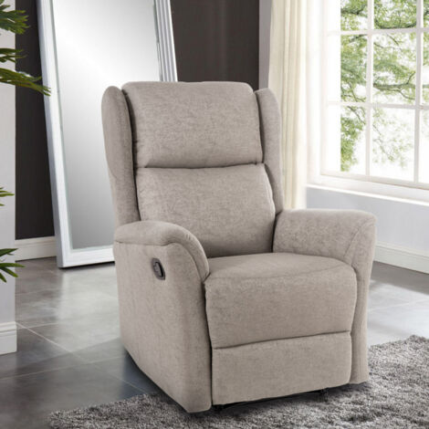 Poltrona relax reclinabile manuale con poggiapiedi in tessuto Hope - Beige
