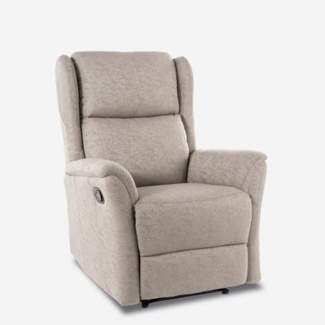 Poltrona relax reclinabile manuale con poggiapiedi in tessuto Hope - Beige