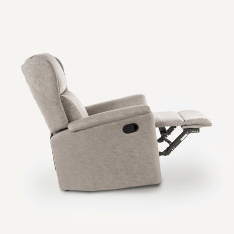Poltrona relax reclinabile manuale con poggiapiedi in tessuto Hope - Beige