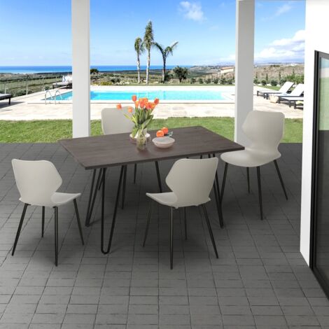 Set cucina sala da pranzo 4 sedie design tavolo Tolix 120x60cm Palkis  Colore: Blu