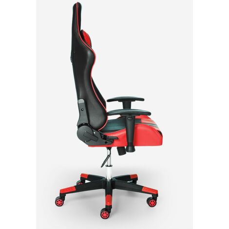 Sedia gaming ergonomica regolabile similpelle rosso nero Portimao Fire