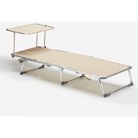 2 Lettini spiaggia mare pieghevoli con tettuccio brandina California - Beige