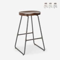Sgabello design industriale in metallo legno per bar cucine bar ristoranti Carbon  Colore: Grigio Scuro