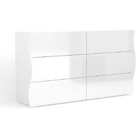 Onda Dresser Comò cassettiera design camera da letto 6 cassetti bianco