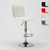 2 SGABELLI IN ECO PELLE IMBOTTITA SEDIA BAR CUCINA PUB COPPIA MOD.RENA COLORE BIANCO *104RENABIANCO*