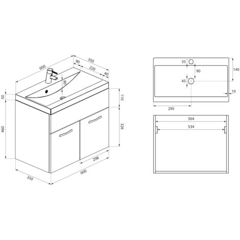 Badezimmer Badmöbel-Set Montreal 01 60cm Waschbecken Hochglanz S