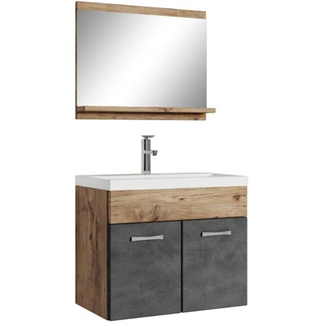 Badezimmer Badmöbel-Set Montreal 02 60cm Waschbecken Kastanien E
